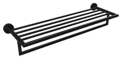 Zdjęcie produktu dla Wieszak na ręczniki X-ROUND BLACK z relingiem 500 mm, czarny matowy