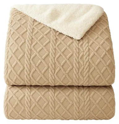 Produktbild von eCa KOC14BR Superweiche XL-Plüschdecke, 180 x 220 cm, beige