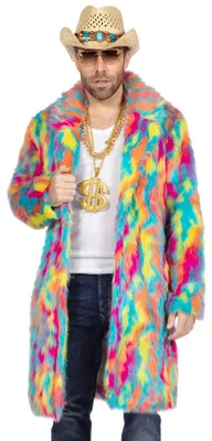 Image de Manteau en Fourrure artificielle arc-en-ciel Taille : L