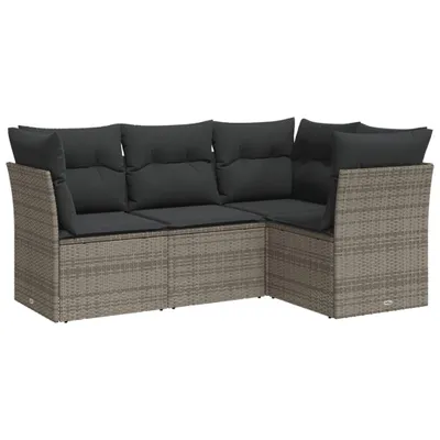 Produktbild von vidaXL 4-tlg. Garten-Sofagarnitur mit Kissen Grau Poly Rattan