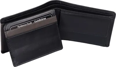 Produktbild von schicke Minibörse Leder Hosentaschenbörse, schwarz grau