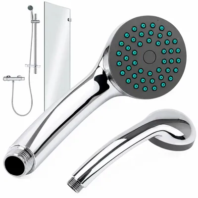 Produktbild von Duschkopf Handbrause Brausekopf Chrom 1 Funktion 1 2 Zoll Rund Anti Kalk Silikon Noppen