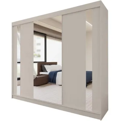 Produktbild von Schwebetürenschrank GAJA 240 cm – Kleiderschrank mit Spiegel & Schiebetüren (Kaschmir)