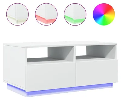 Productafbeelding van vidaXL Salontafel met LED-verlichting, wit, 90x49x40 cm