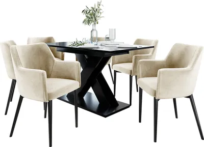 Produktbild von MIRJAN24 Stuhl Rene, 1 Stück, Polsterstuhl, Beine aus Metall, 57x50x83 cm, Wohnzimmer (Farbe: Magic Velvet 2250, Beine: Schwarz)