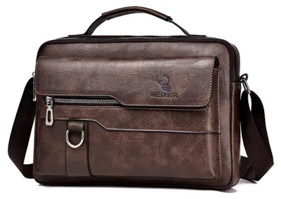 Produktbild von Schultertasche aus Kunstleder, Herren-Schultertasche mit Seitentasche, Umhängetasche, Vintage-Schultertasche, Handyhülle, Messenger Bag, braune Schultertaschen, Vintage