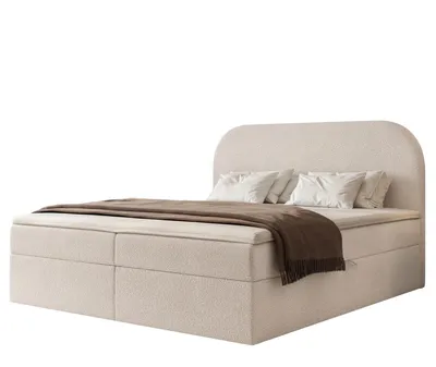 Produktbild von Boxspringbett FUZZI 180x200 Bettkasten Bonellmatratze Kaltes Beige Bouclé