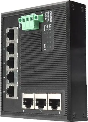 Immagine prodotto di DIGITUS Switch Ind. 8-Port Gigabit Flat Unmanaged schwar