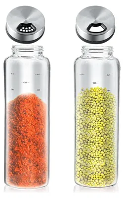 Produktbild von Gewürzgläser Mit Drehdeckel, 2 Stück Borosilikatglas Gewürzstreuer, Gewürzstreuer mit 3 Arten Edelstahl Gewürzlöchern, Gehören für Küche Esszimmer Grill Im Freien (500ML*2)