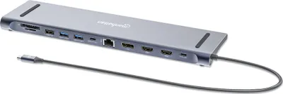 Produktbild von MANHATTAN Dockingstation 12-in-1 4K 1xHDMI 2xDP 3xUSB-A