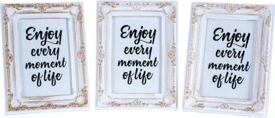 Produktbild von 3er Set Fotorahmen 10x15 Weiß Gold Fotoaufsteller Barock Shabby Antik Deko