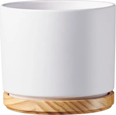 Produktbild von Blumentopf Soendgen Oslo Keramik Holz matt Ø 13 cm H 12 cm weiß