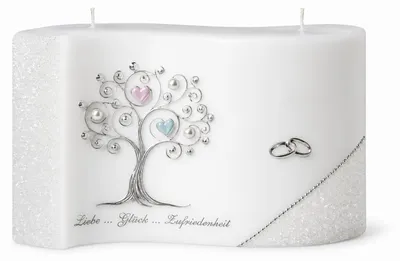 Produktbild von Hochzeitskerze Wellenkerze mit Lebensbaum mit Namen & Datum, KI-generiertes Bild