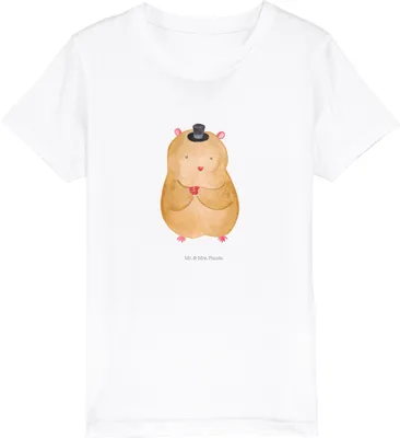 Produktbild von Mr. & Mrs. Panda Kleinkinder T-Shirt Hamster Hut 3-4 Jahre (98/104) - Weiß - Geschenk, Shirts für Kinder, Zylinder, Bio, Kindershirt, Zauberer, Teenager, Zwerghamster