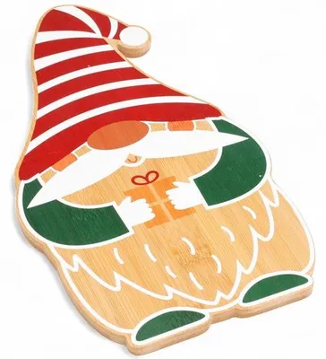 Productafbeelding van Serveertoren Kerstkabouter - Serveerschaal - Broodmand - Tapasplank - Borrelplank - 30 × 22 cm - Ontbijtplank