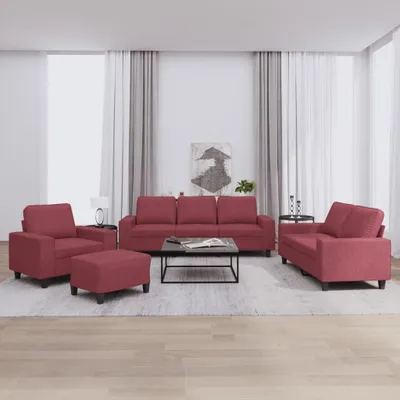 Produktbild von Cloris DesignMöbel 4-tlg. Sofagarnitur Weinrot Stoff , Schlafsofas 2024 Neu