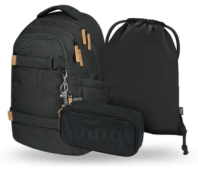 Produktbild von Baagl Schulrucksack Set Jungen Mädchen Teenager 3 Teilig 30 l - Darkness