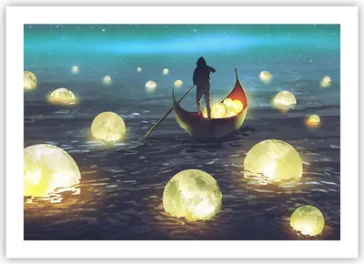 Produktbild von Poster - Poster ohne Rahmen - Boot Wasser Märchen - 70x50 cm - Wand Bild - Wanddeko - Wandbilder - Kunstposter - Wandposter - Bilder - Kunstdruck - Wanddekoration - Wandbild - P2XAA70x50-4002