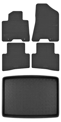 Productafbeelding van Rubberen automatten + kofferbakmat voor Kia Sportage IV 2015-2021 (SUV) – 5-delig, zwart, op maat – Wielganizator