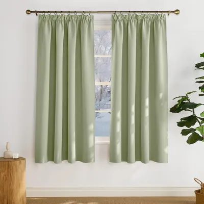Produktbild von Vorhang Kurz Blickdicht Übergardinen mit Kräuselband 2er Set H175 x B140 cm Laubgrün