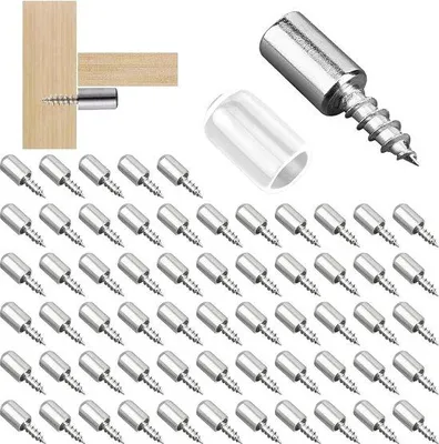 Image de Supports d'étagères - 60 pièces de supports d'étagères - vis - supports d'étagères autotaraudeurs - pour meubles - armoire - planches de penderie