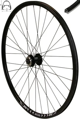 Produktbild von REDONDO 26 Zoll Vorderrad Laufrad Fahrrad V-Profil Felge Schwarz 6 Loch Disc