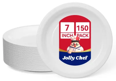Papierborden 18 cm, 150 Stück, weiß, mikrowellengeeignet