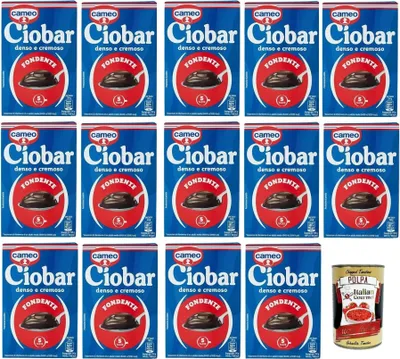 Produktbild von Cameo Ciobar Fondente, Pulver Zubereitung für Heiße Dunkle Schokolade Hot Chocolate 14x 115g-Packung, jede Packung enthält 5 Beutel à 23g + Italian Gourmet polpa 400g