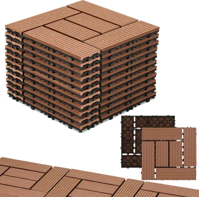 Obrázok produktu pre Aopunly 30x30cm WPC dlaždice terasa dlaždice, 4sqm balkón dlaždice kliknite dlaždice, hnedá, 44 kusov