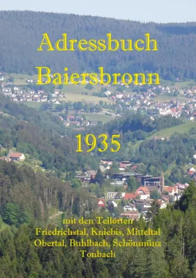 Produktbild von Historisches Adressbuch Baiersbronn 1935 auflage – Personen- und Gewerbeverzeichnis
