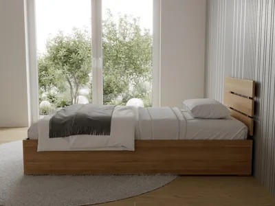 Produktbild von ECOFORM Massivholzbett aus Buche im Boho-Style – Bett mit Premium Lattenrost & integriertem Stauraum – Holzbett Natur – Zeitlos & Modern - 100x200cm
