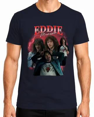 Produktbild von Eddie Munson Hellfire Club Stranger Metal Geschenk Vintage Serie Herren T-Shirt, Navy, M