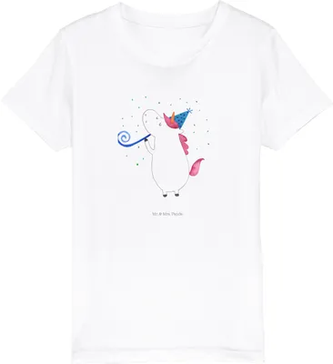 Produktbild von Mr. & Mrs. Panda Kleinkinder T-Shirt Einhorn Party 12-14 Jahre (152/164) - Weiß - Geschenk, Teenager, Konfetti, Kindershirt, Club, Einhörner, Kinder Shirt, Baumwoll