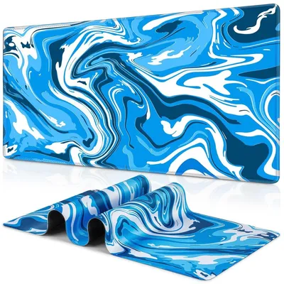 Productafbeelding van Muismat XXL - Gamer muismat met randnaden - Antislip rubberen onderkant - 900 x 400 mm - Blauw