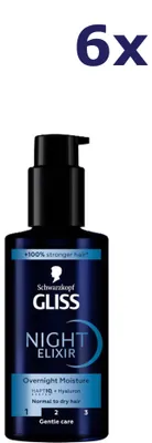 Productafbeelding van 6x Gliss Kur Serum 100ml Aqua Revive Nachtserum