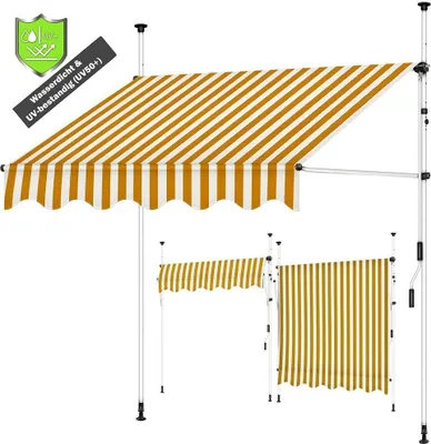 Produktbild von Balkonmarkise Klemmmarkise Markise 150-400cm LED Balkon Orange/Weiß 250x120cm