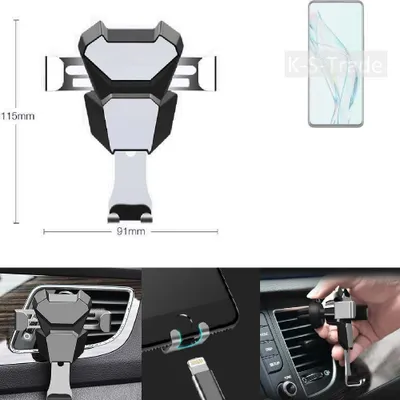 Produktbild von K-S-Trade Lüftungshalterung kompatibel mit ZTE Axon 30 5G kompakte Handy-Halterung Lüftungsschlitz Lüftungsgitter Autohalterung KFZ Auto-Halterung