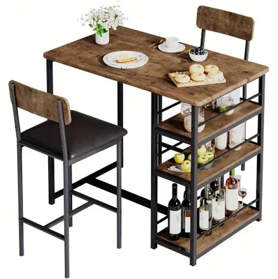 Obrázok produktu pre Jedálenský set - Komplet nábytku do jedálne - Stôl s taburetmi - Kuchynský stôl - Súprava do jedálne (napr. na raňajky) - Kompaktný dizajn