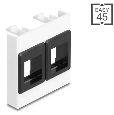 Imagen del producto de Delock, módulo Easy 45 con dos soportes Keystone de 45 x 45 mm, blanco/negro
