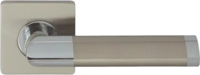 Produktbild von DOMINO Türgriff ohne Schlossrosette | quadratische Rosette | Türklinke für Zimmertür, Bürotür | Türbeschläge aus Aluminium  | Chrom/Nickel |JARO QR ECO M6/M9