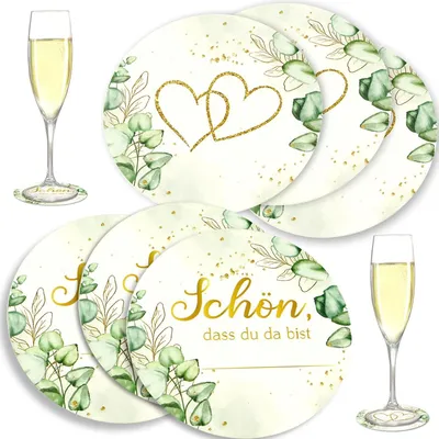 Produktbild von Untersetzer für Bierdeckel – Set mit 50 Stück – "Mooie Die Du Da Bist" – Bierdeckel – Eukalyptus – Namensschilder – Tischkarten – Blankovorlagen