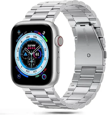 Zdjęcie produktu dla Pasek stalowy do Apple Watch 49/45/44/42 mm srebrny motylkowy