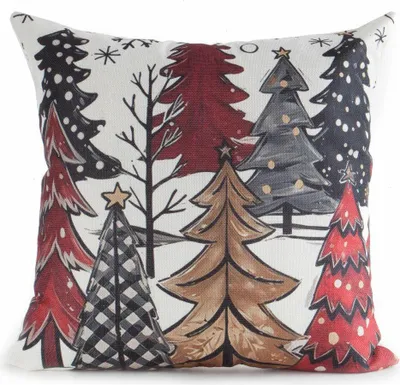 Imagen del producto de EUROFIRANY | Funda de cojín decorativa - Funda de cojín navideña - 45 x 45 cm - Multicolor - Funda de cojín para sofá - Adorno navideño