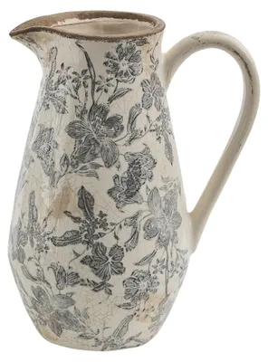 Image de Clayre & Eef Pot décoratif 20x14x25 cm Gris Beige Céramique Fleurs