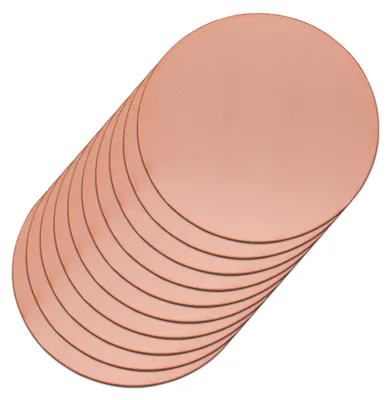Kupferplatten rund, 20 mm, 1 mm, 99,9 % rein, 10 Stück