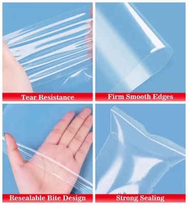 Zdjęcie produktu dla Przezroczyste worki plastikowe z zamykaniem, o wymiarach 25 x 35 cm, 50 sztuk, do przechowywania
