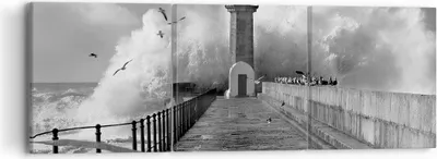 Produktbild von Bild auf Leinwand - Leinwandbild - 3 Teile - Laterne Meer Portugal - 90x30cm - Wand Bild - Wanddeko - Wandbilder - Leinwanddruck - Bilder - Wanddekoration - Leinwand bilder - Wandbild - CA90x30-4913
