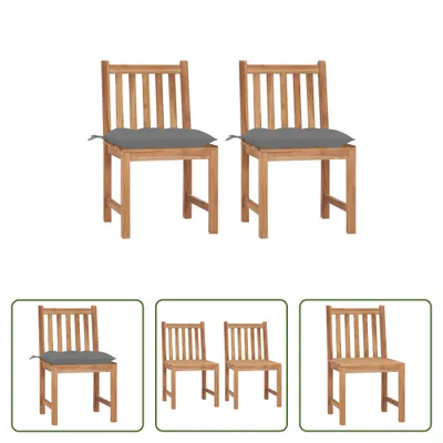 Image de The Living Store Chaises de jardin 2 pcs. avec coussins teck massif