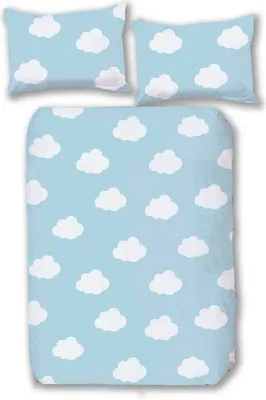 Produktbild von aboutyourhome bettwäsche Kinder Bettwäsche Baumwolle 100x135 40x60 cm Set 2tlg. Wolken Blau