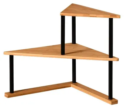 Obrázek produktu pro Úhlová police na 2 úrovně Kesper 58808, 52x29,5 cm, Bambusové police, Kovové nohy, Hnědá/Černá